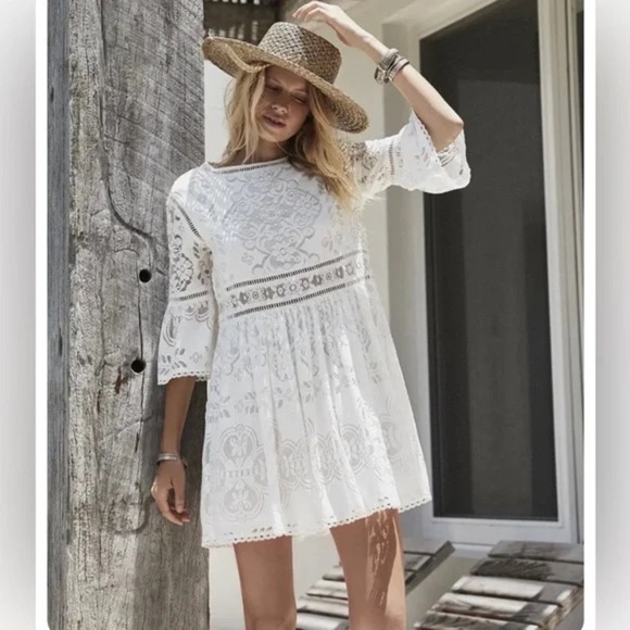 Spell Dresses & Skirts - SPELL & THE GYPSY Clover Lace Mini Dress XS Gently Flared Sleeves Boho coquette